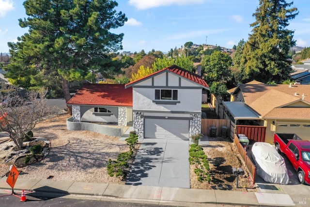 view of front of home with a garage