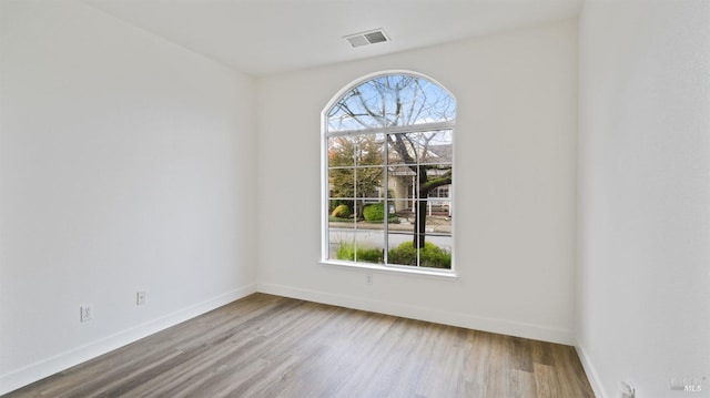 spare room featuring hardwood / wood-style floors and a healthy amount of sunlight