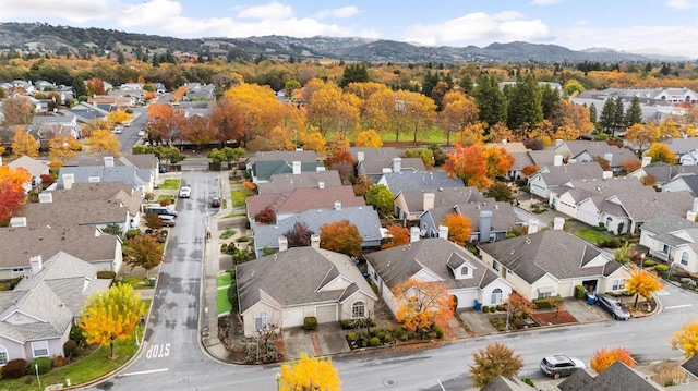 bird's eye view with a mountain view