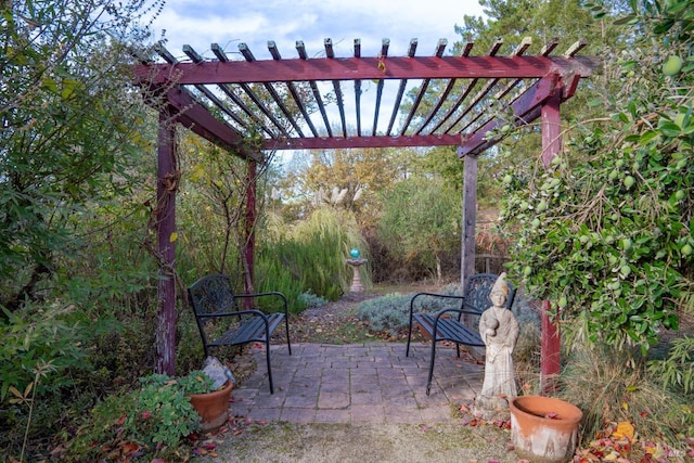 view of patio featuring a pergola