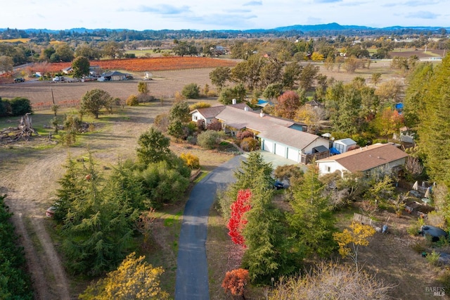 bird's eye view with a rural view