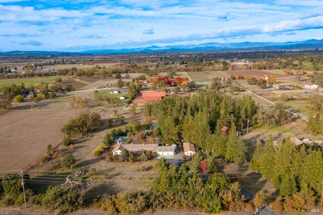 drone / aerial view featuring a mountain view