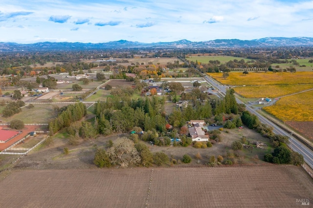 birds eye view of property with a mountain view
