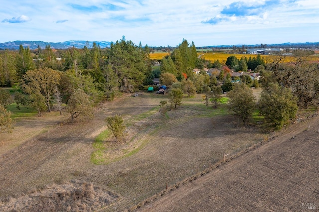 birds eye view of property with a rural view and a mountain view