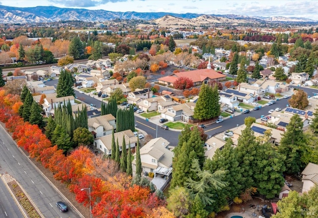 drone / aerial view with a mountain view