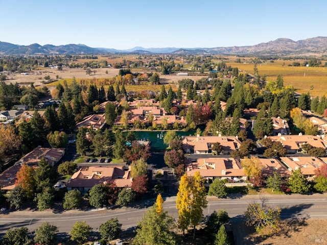 aerial view with a mountain view