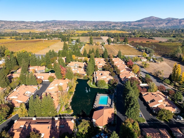drone / aerial view with a mountain view