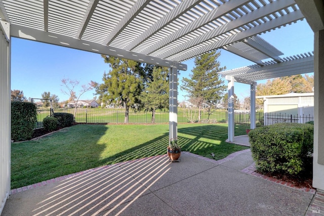 view of patio featuring a pergola