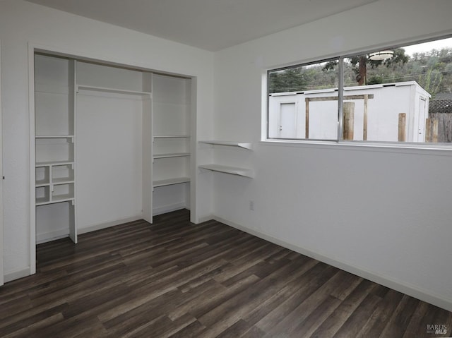 spacious closet with dark wood-type flooring