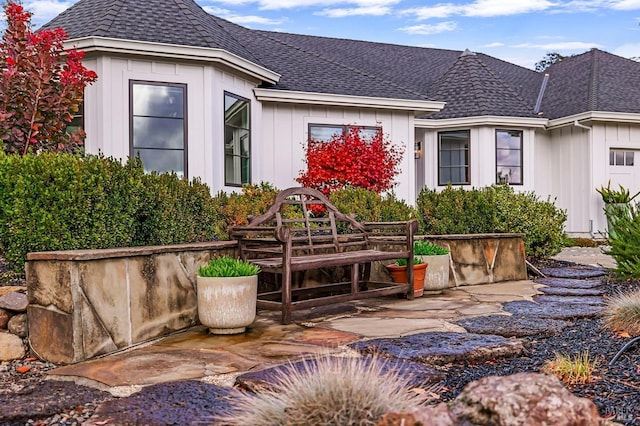 doorway to property with a patio area