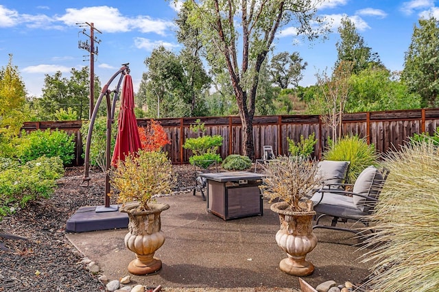 view of patio featuring a fenced backyard