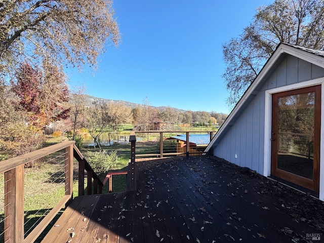 deck featuring a mountain view