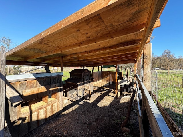 exterior space with an outbuilding