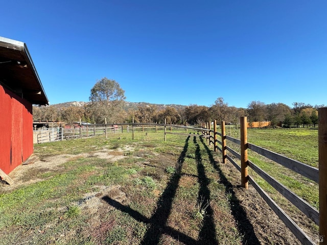 view of yard with a rural view