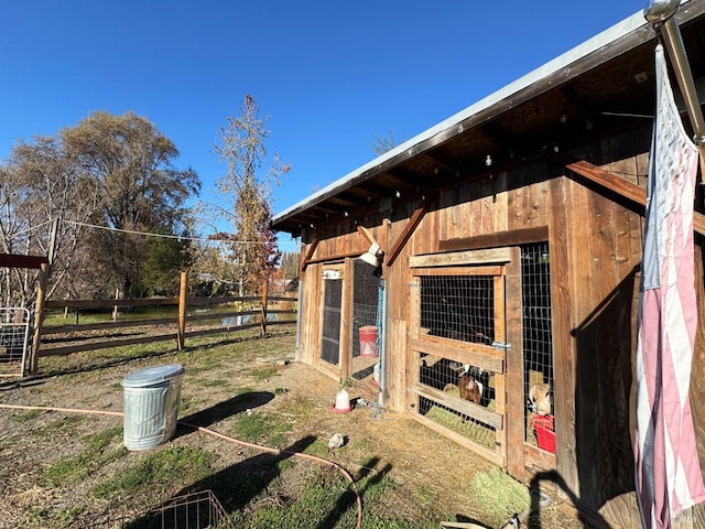 exterior space with an outbuilding