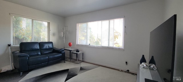 sitting room featuring carpet flooring and a wealth of natural light