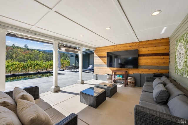 view of patio featuring an outdoor hangout area and a pool