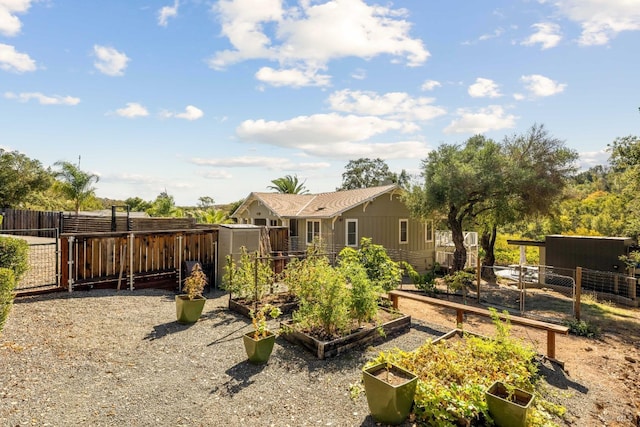 view of yard with a storage shed