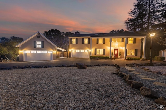 view of front of property with a garage