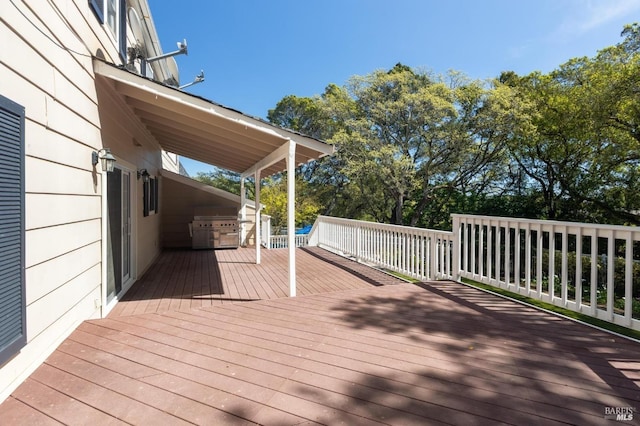 deck featuring grilling area