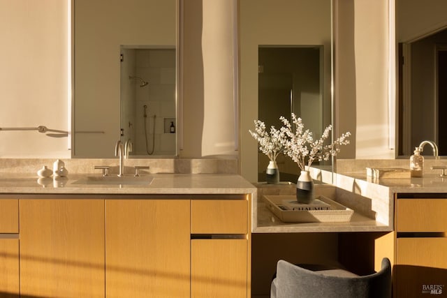 bathroom with a sink and a shower