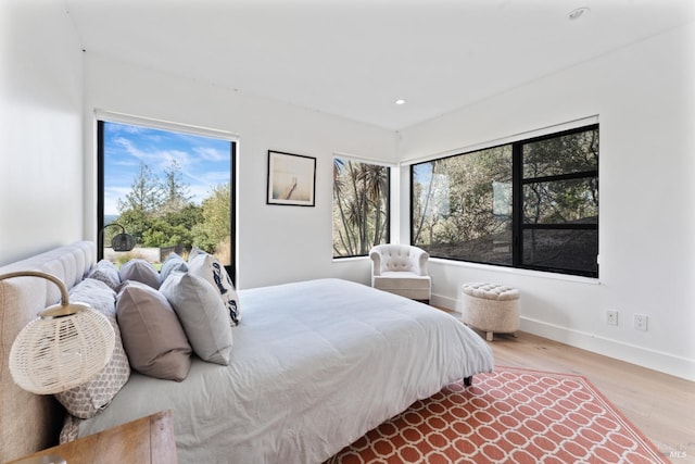 bedroom with hardwood / wood-style floors