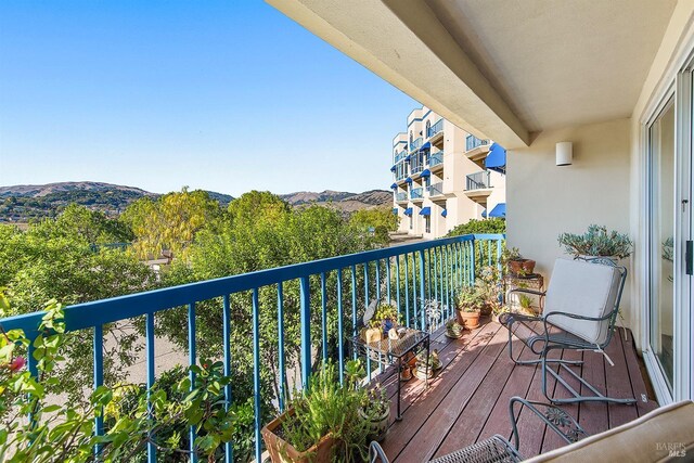 balcony with a mountain view