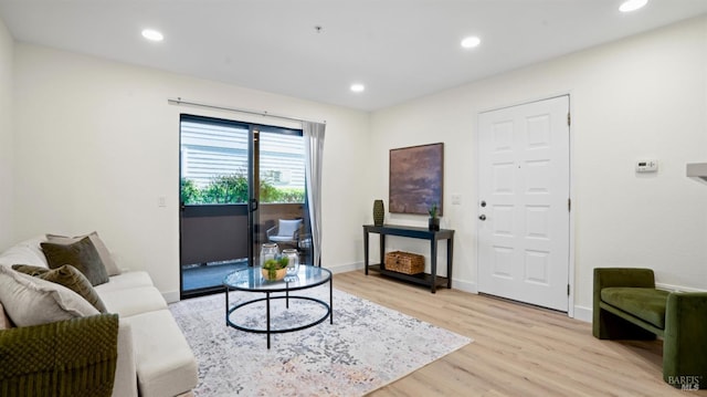 living room with light wood-type flooring