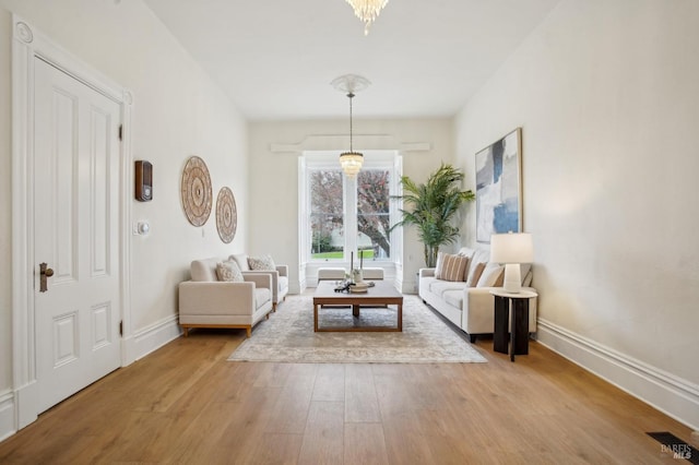 living area featuring light hardwood / wood-style flooring