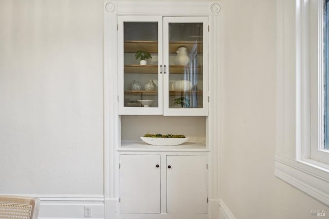 bar with white cabinets