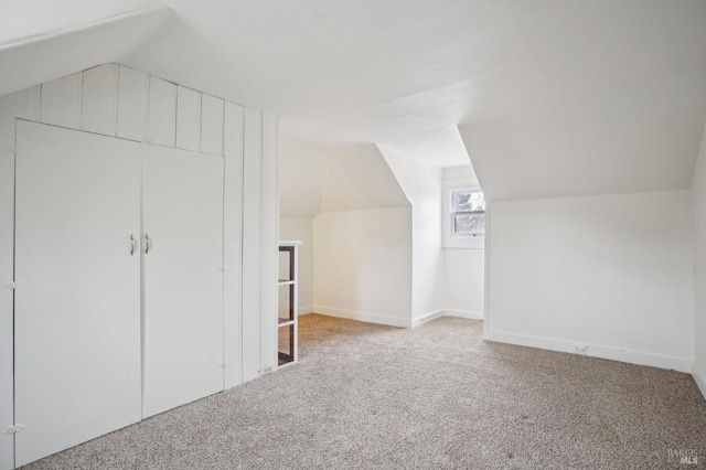 additional living space with carpet and lofted ceiling