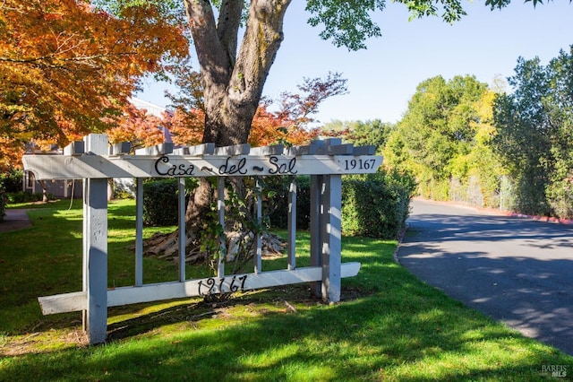 view of community featuring a yard