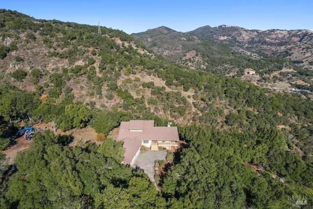 aerial view with a mountain view