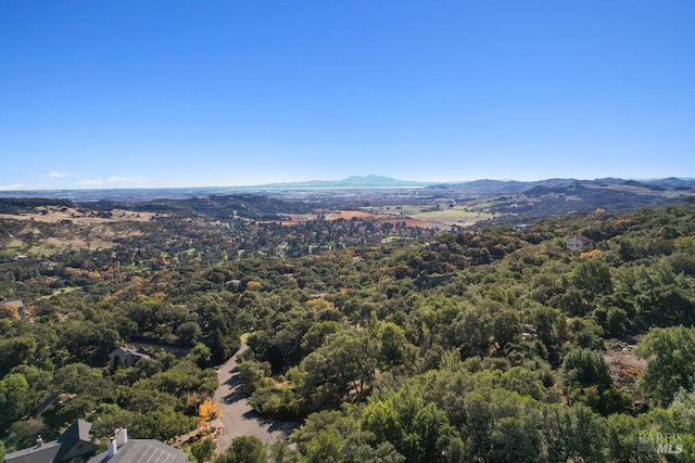 bird's eye view with a mountain view