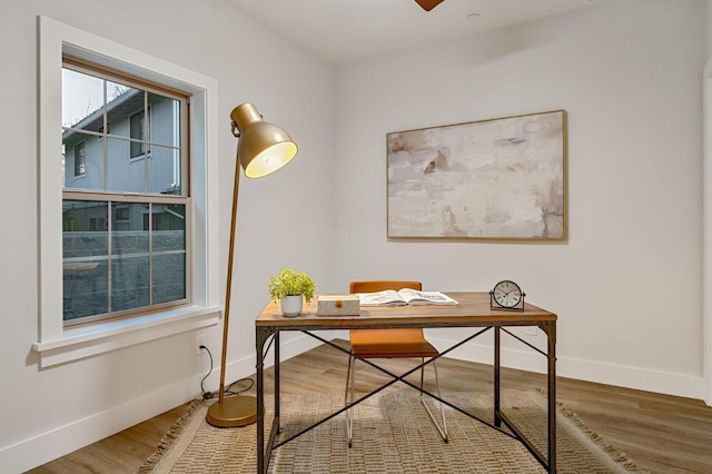 office space featuring hardwood / wood-style floors