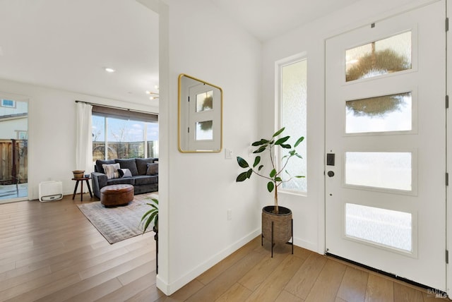 entrance foyer with light hardwood / wood-style flooring