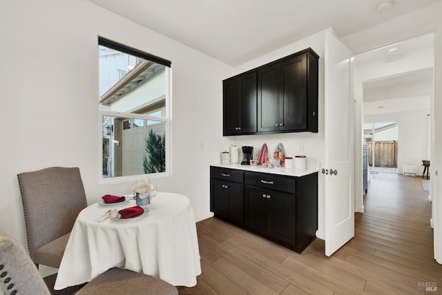 interior space with light hardwood / wood-style floors