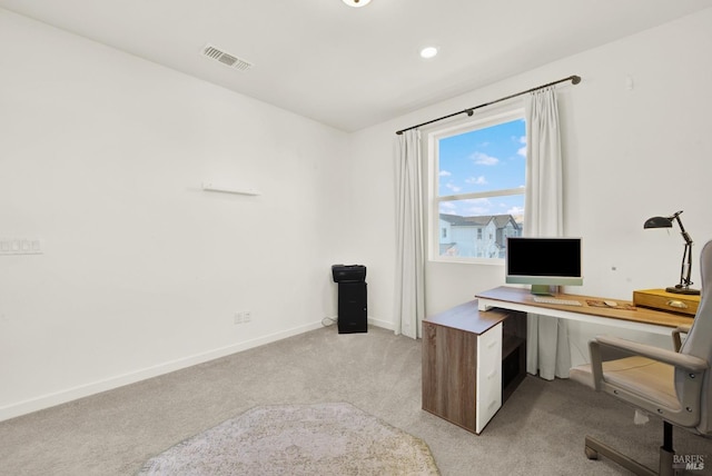 view of carpeted office space