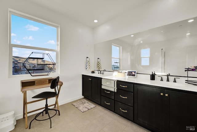 bathroom with vanity and a wealth of natural light