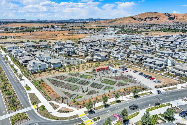 bird's eye view with a mountain view