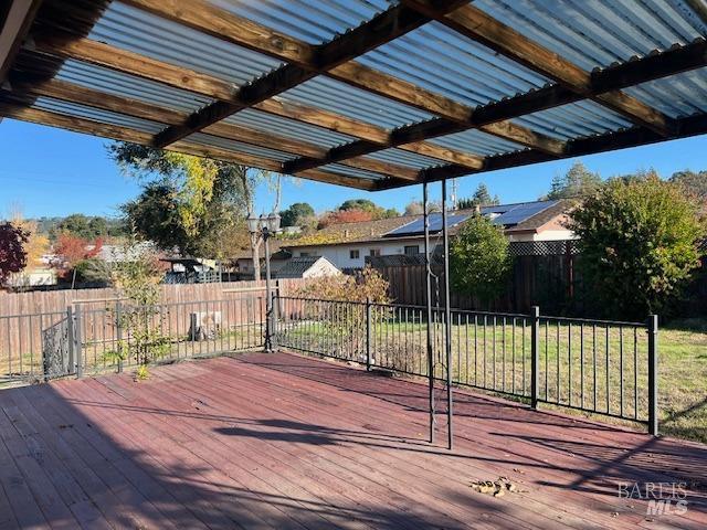 deck featuring a fenced backyard