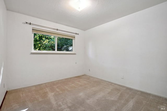 empty room featuring light carpet and a textured ceiling