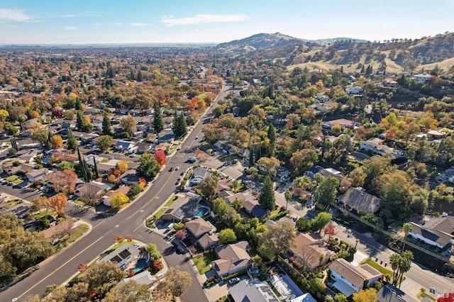 aerial view with a mountain view