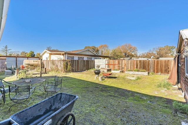 view of yard with a fenced backyard