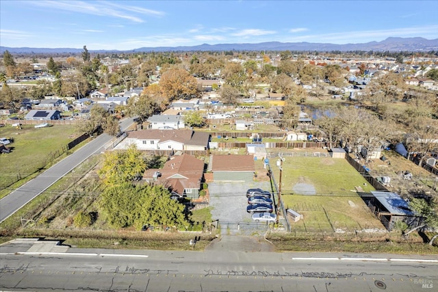 aerial view featuring a residential view and a mountain view