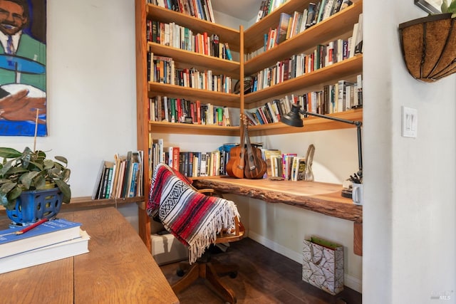 office area with dark hardwood / wood-style floors