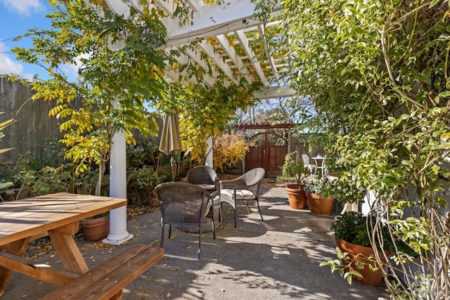 view of patio with a pergola