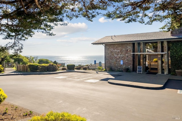 view of patio / terrace featuring a water view