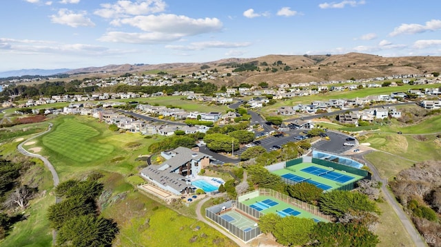 bird's eye view with a mountain view