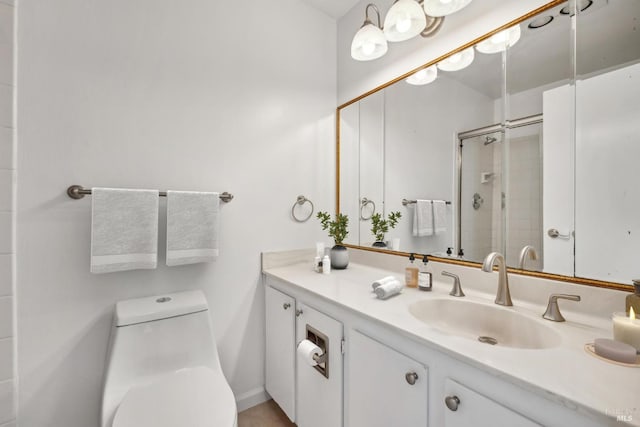 955 Via Casitas, Greenbrae, CA 94904 - bathroom with vanity, baseboards, a shower stall, and toilet